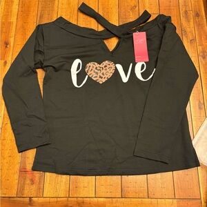 Black Love Print Women's Blouse